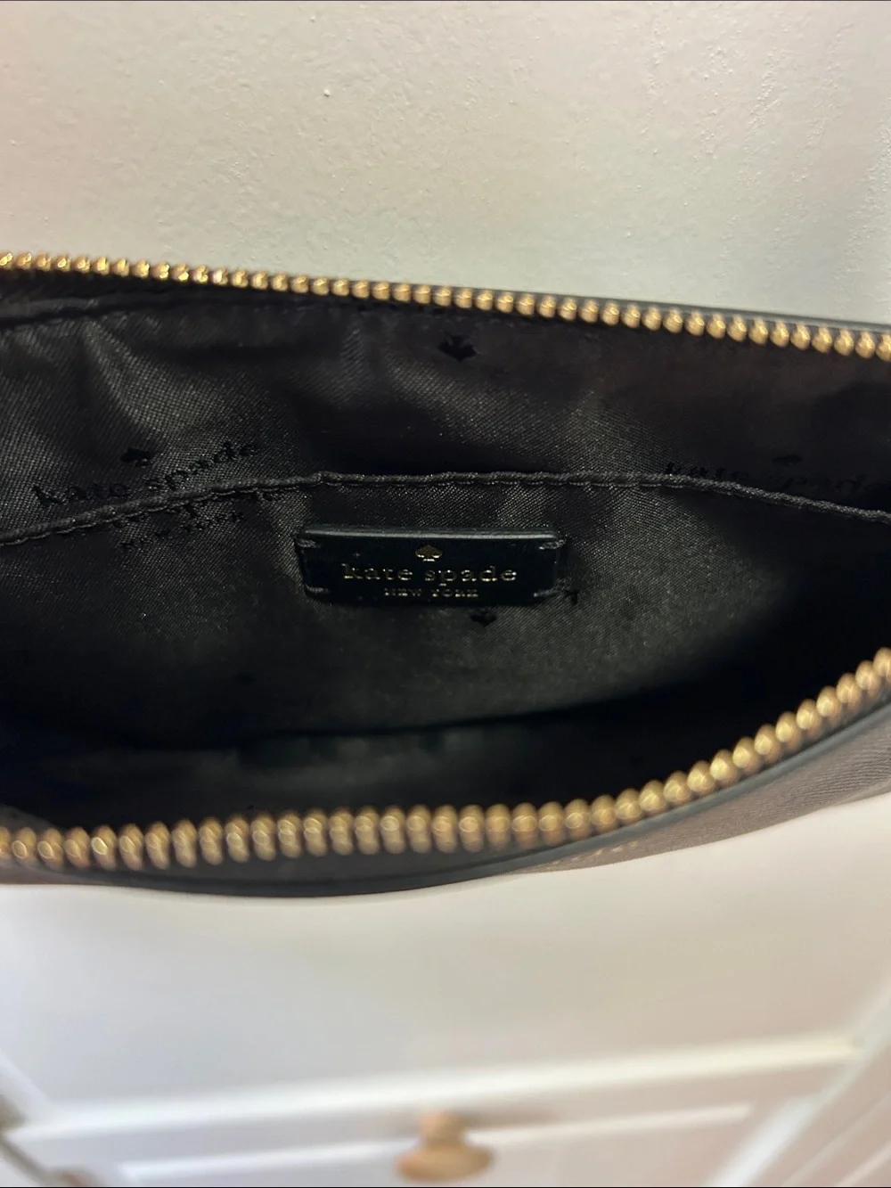 kate spade Black Saffiano Crossbody with Gold Logo